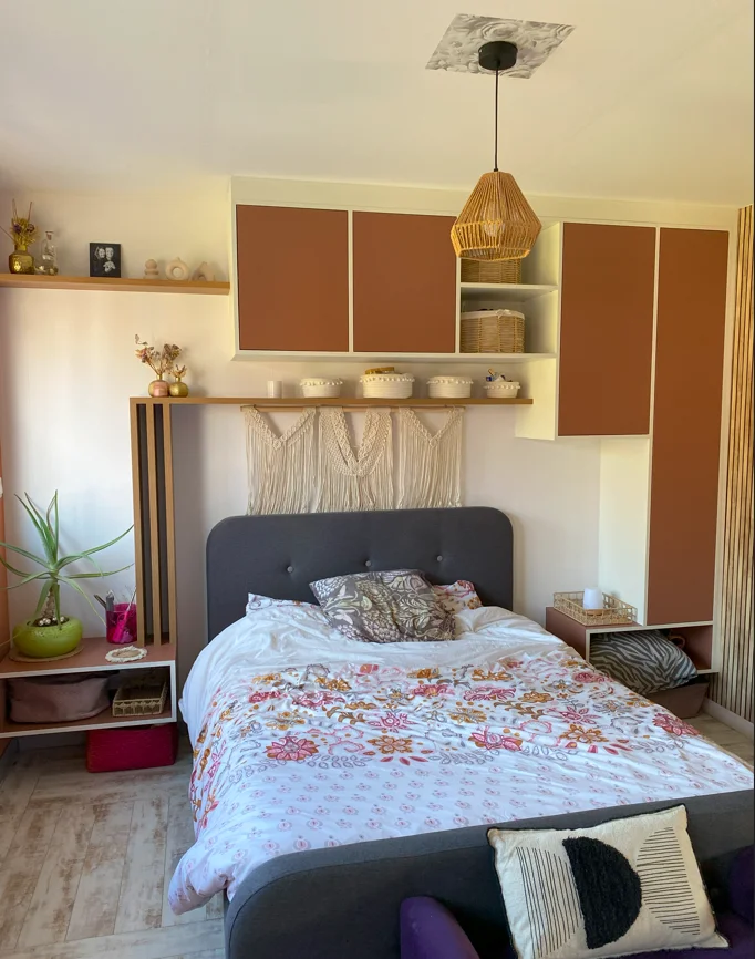 Chambre sur mesure à Arras : élégance cachemire et terracotta pour une ambiance cosy