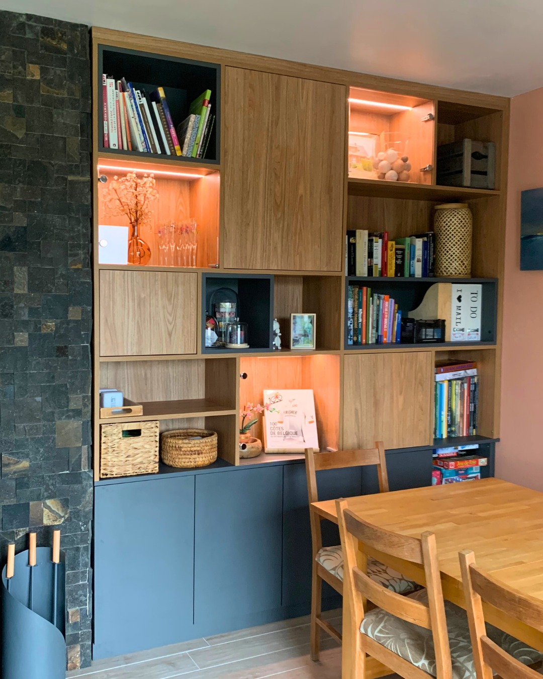 Bibliothèque déstructurée sur-mesure