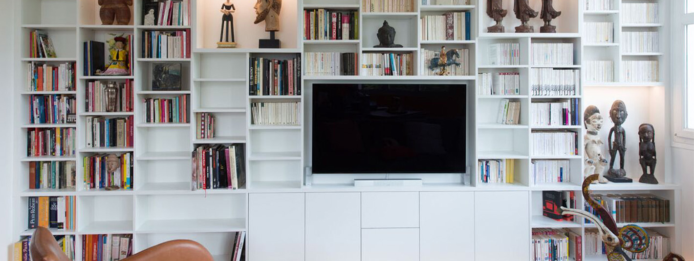 meuble tv bibliothèque avec poutres