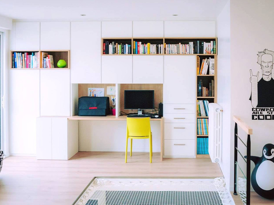 Meuble bibliothèque et bureau